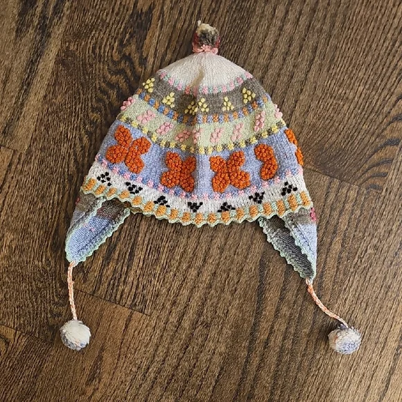 Colorful Knit Kids Beanie with Pom-Poms - Picture 3 of 5